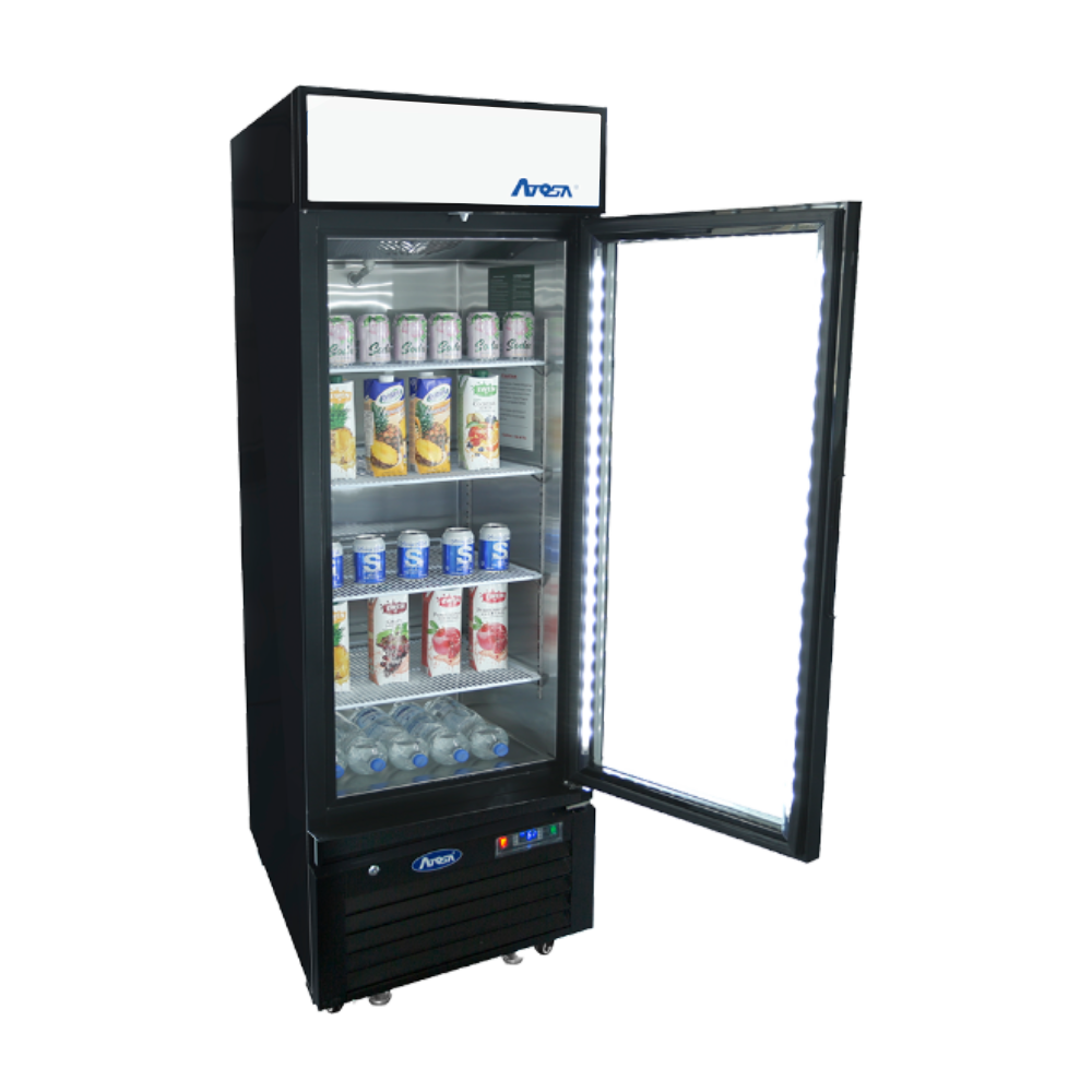 Atosa MCF8725GR 11.1 Cuft- Black Single Glass Door Bottom Mount Merchandiser Refrigerator