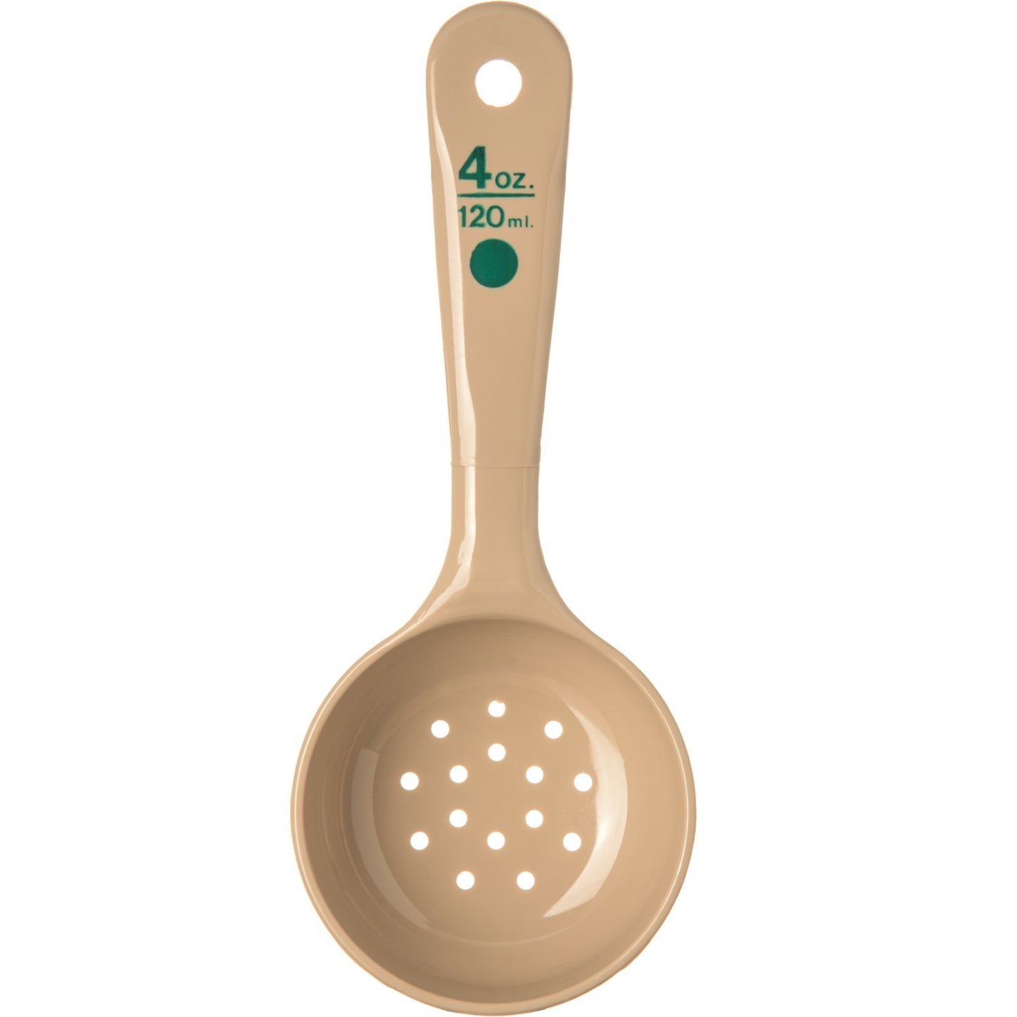 Carlisle 432906 4 oz Beige Polycarbonate Measure Miser Perforated Short Handle
