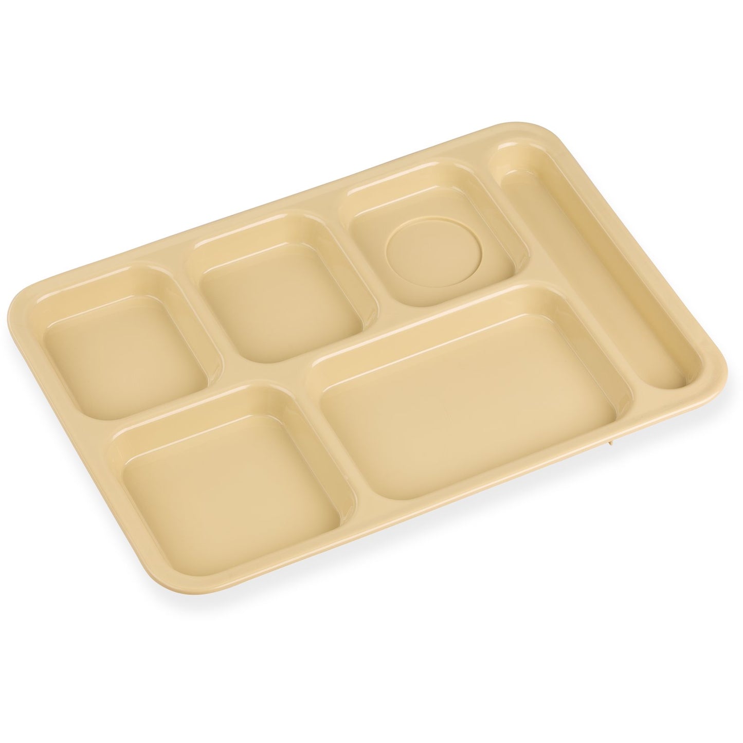 Carlisle P614R25 10" x 14" Tan 6-Compartment Polypropylene Right-Hand Tray