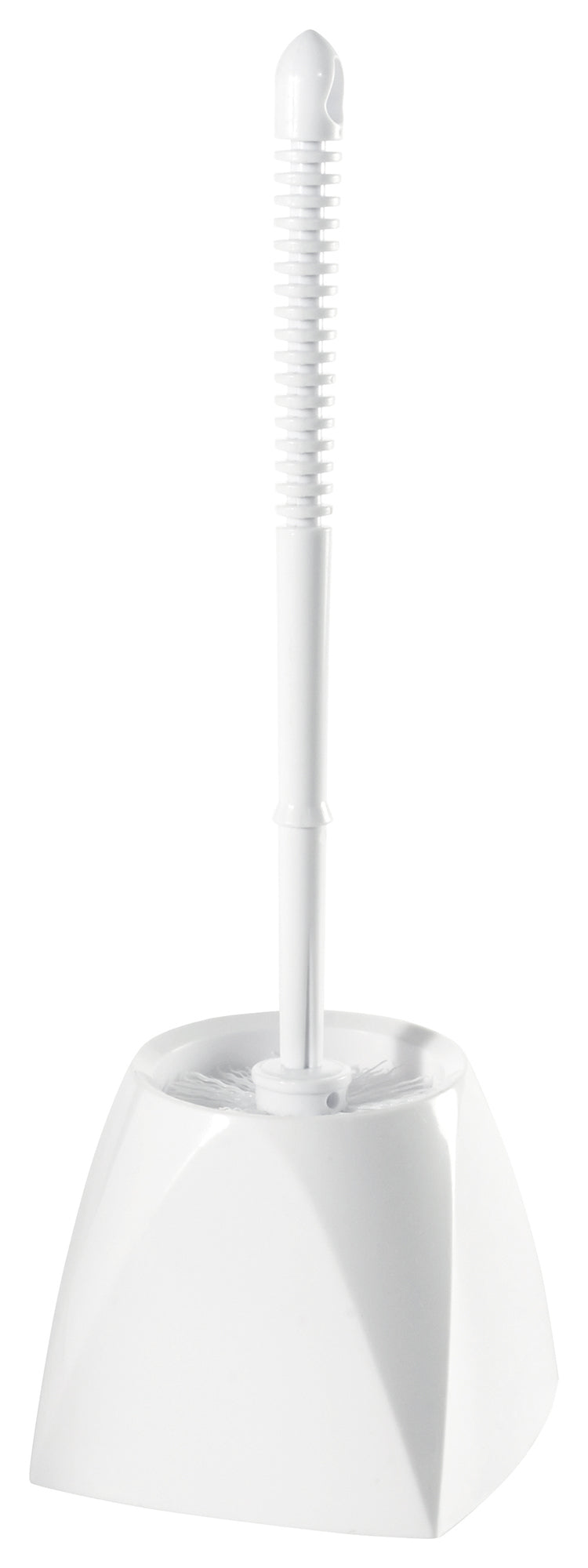 Winco BR-15SET White Polypropylene Toilet Bowl Brush with Caddy