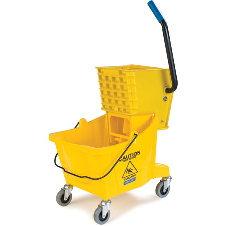 Carlisle 3690804 26 Qt Yellow Polypropylene Commercial Mop Bucket with Side-Press Wringer
