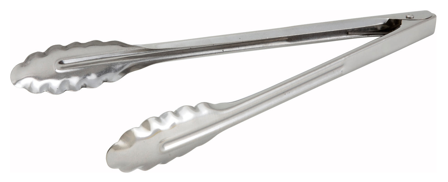 Winco UT-12LT 12" Stainless Steel Utility Tong, Medium Weight