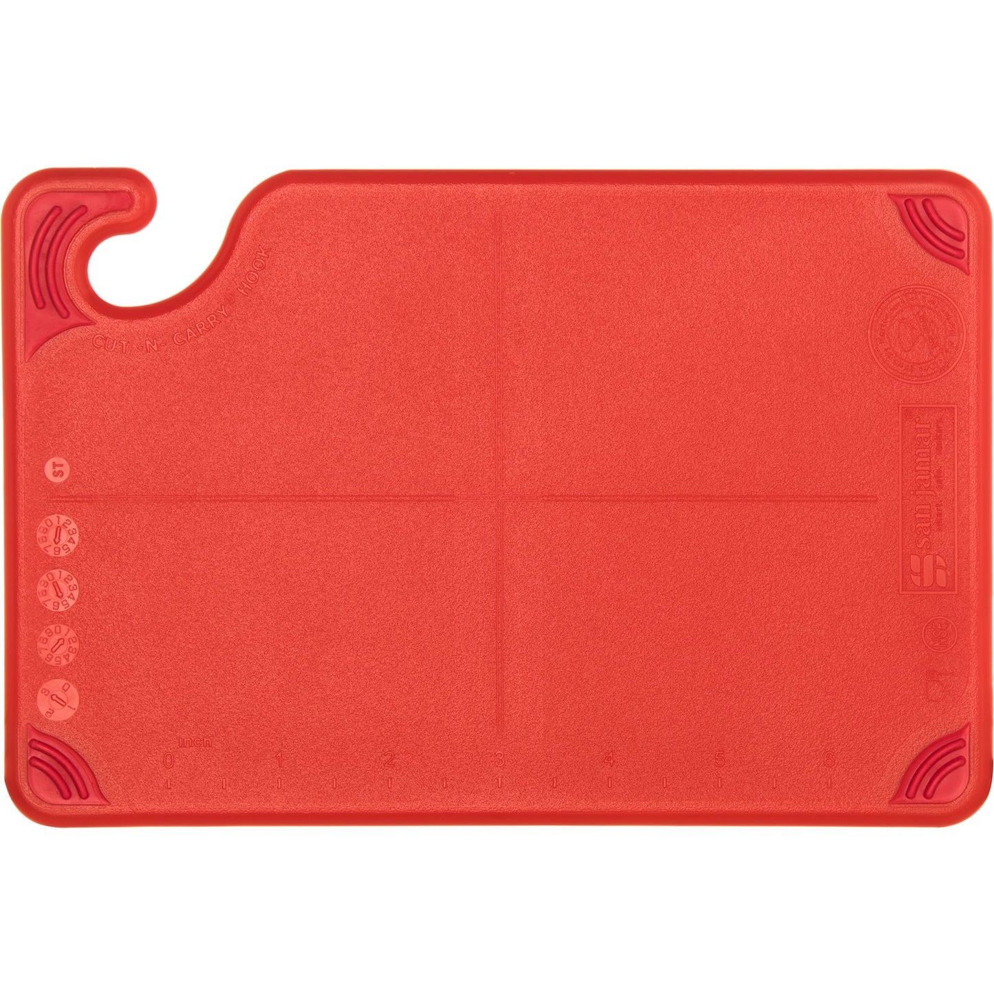 San Jamar CBG6938RD 6" x 9" x 0.375" Red Saf-T-Grip Cutting Board