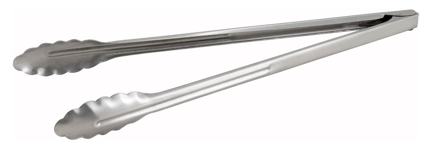 Winco UT-16 16" Stainless Steel Utility Tong, Heavyweight
