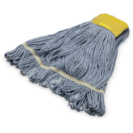Carlisle 369513B14 Small Blue Cotton 4 Ply Looped-End Mop w/ Yellow Band