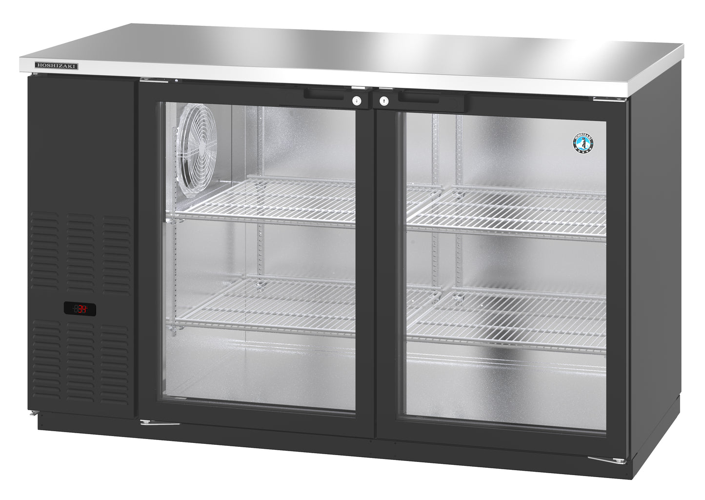 Hoshizaki BB59-G Black Two Section Vinyl Back Bar Back Bar, Glass Doors Refrigerator