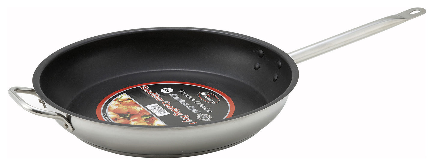 Winco SSFP-14NS 14" Stainless Steel Fry Pan w/ Helper Handle, Non-Stick