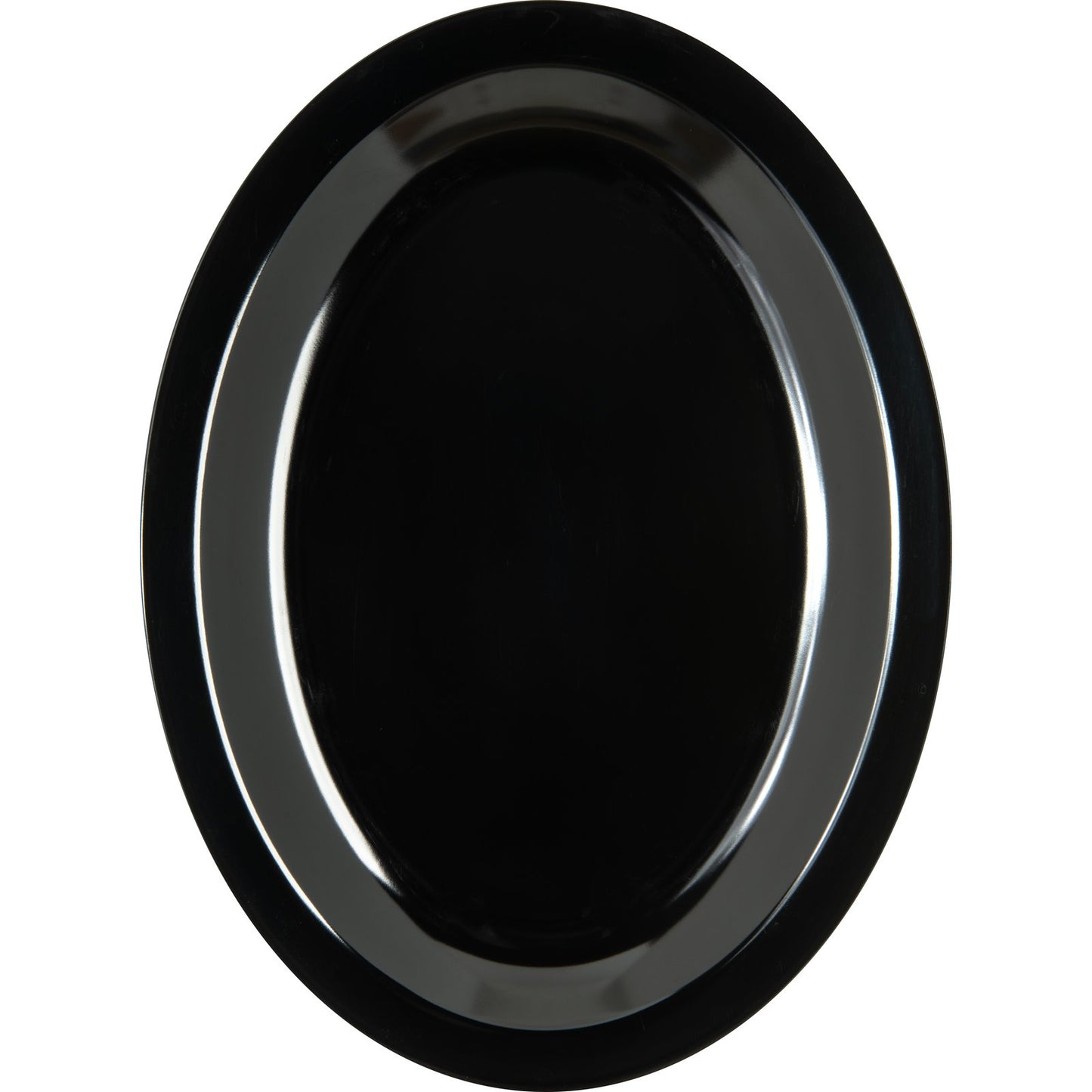 Carlisle KL12703 12" x 9" Black Oval Kingline Melamine Platter Tray