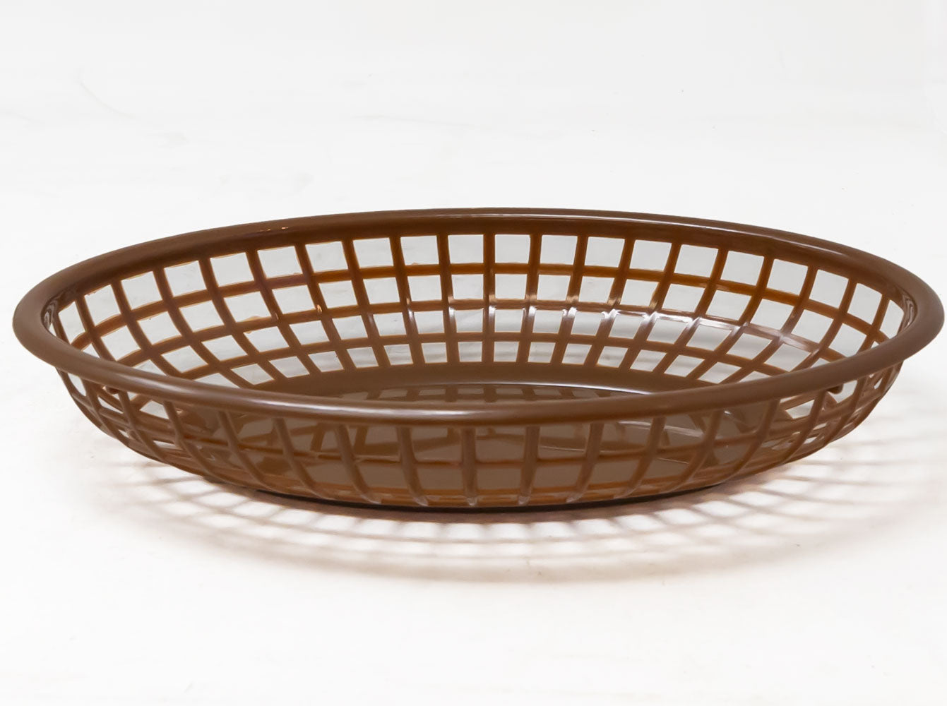 Omcan 80358 9 1/4" x 5 3/4" Brown Oval Plastic Fast Food Serving Basket