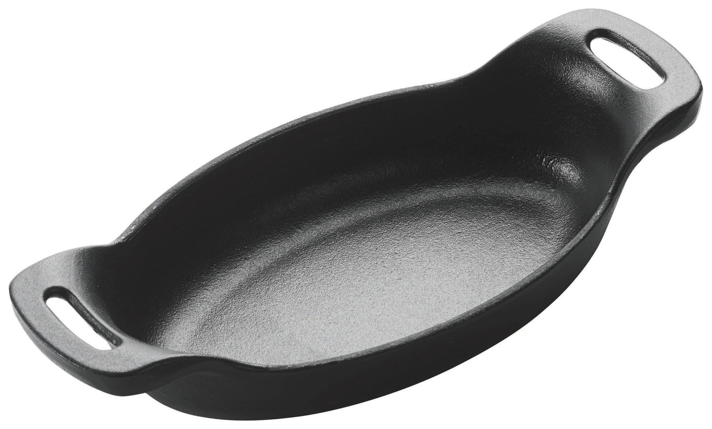 Winco CASM-6O 9 oz. 6-1/2" x 4-1/4" Matte Black Enamel Mini Cast Iron Induction Server