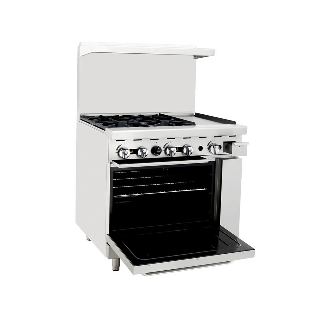 Atosa AGR-4B12GR-NG 36" Natural Gas Range with (4) Open Burners and 12" Griddle