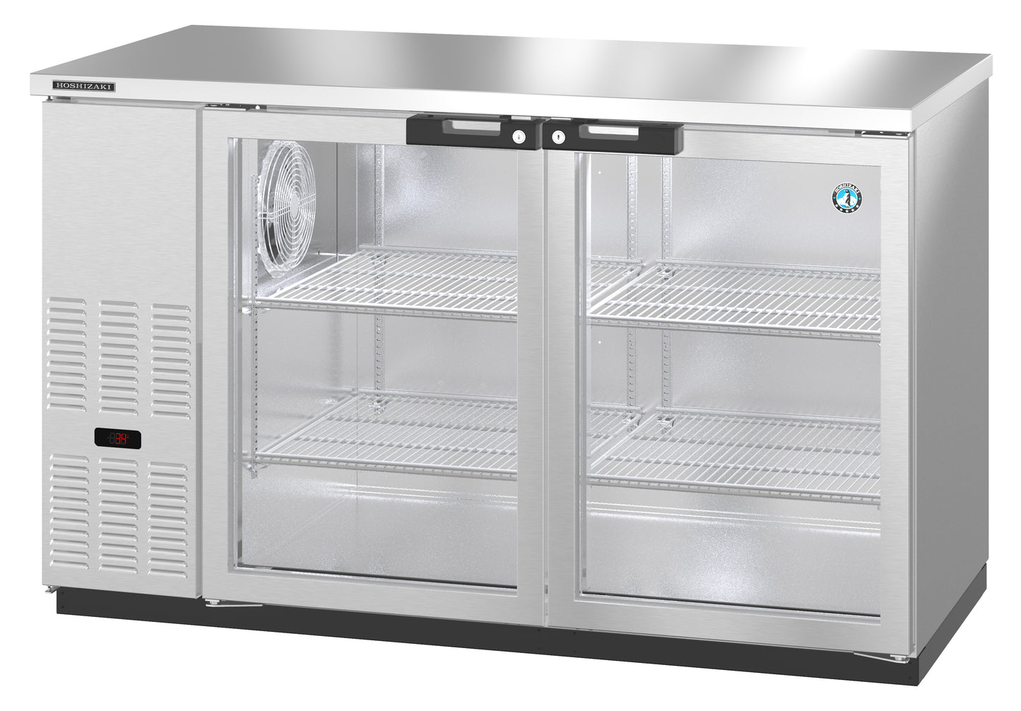 Hoshizaki BB59-G-S Two Section Stainless Steel Back Bar Back Bar, Glass Doors Refrigerator