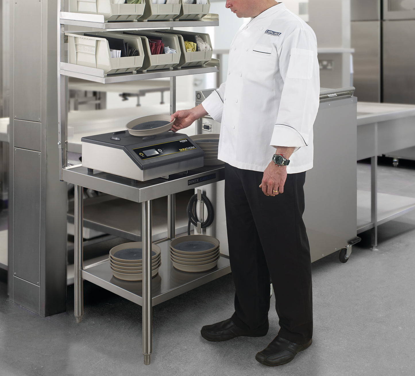 Dinex DXPICTABLE 30" x 24" x 30.12" Stainless Steel Stationary Table for Induction Charger