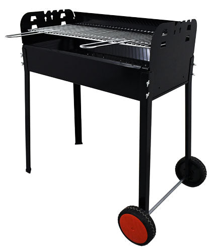Omcan 47313 Painted Steel Charcoal BBQ Grill with Double Brazier and 2 Wheels