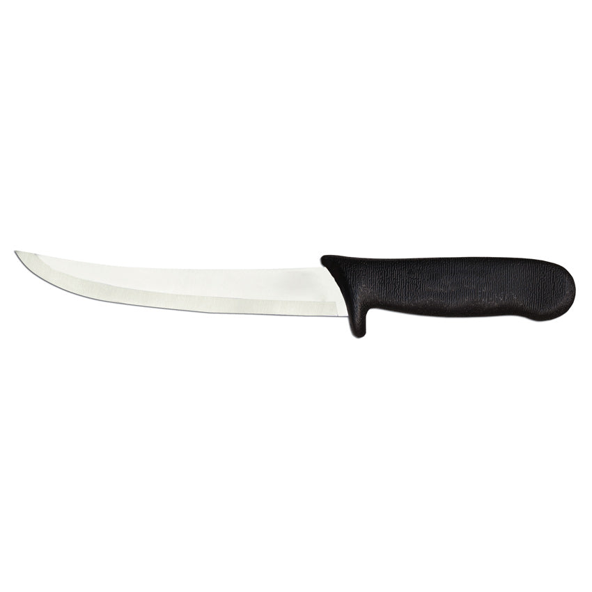 Omcan 11564 6-inch Curved Blade Boning Knife with Black DR Polypropylene Handle