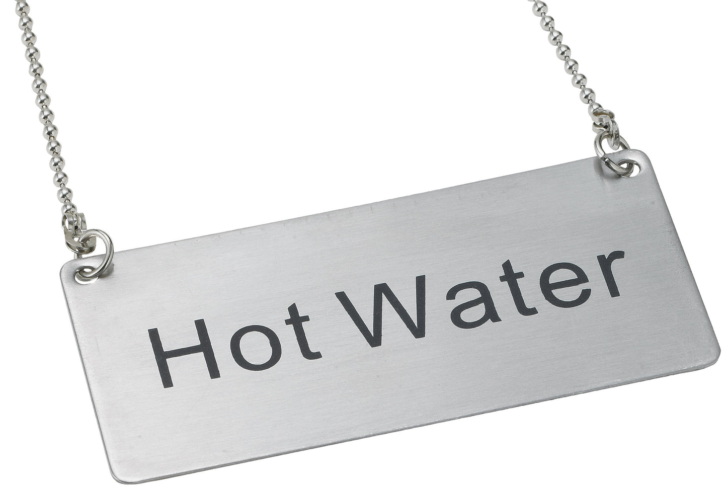 Winco SGN-204 Stainless Steel Chain Sign - "Hot Water"