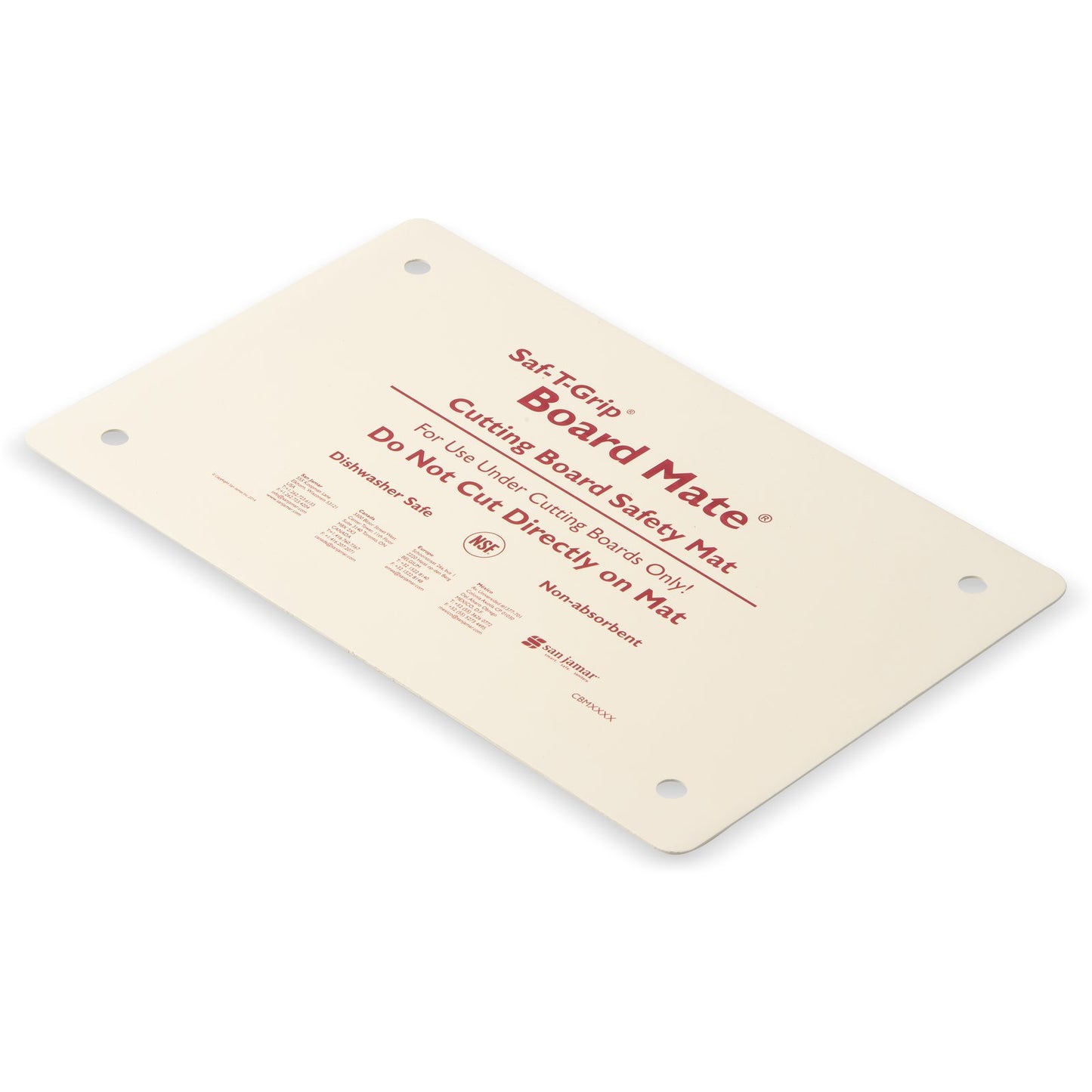 San Jamar CBM1016 10" x 16" White Saf-T-Grip Cutting Board Mate