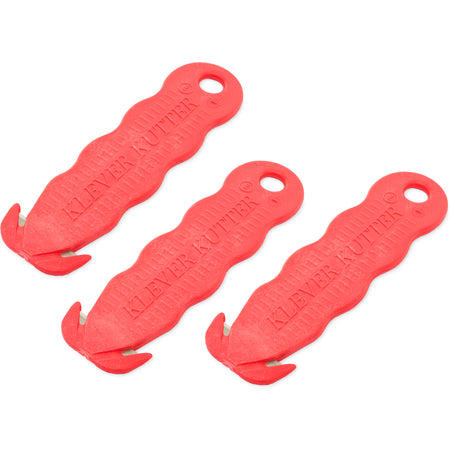 San Jamar KK403 3 Pack Red Klever Kutter Carton Opener