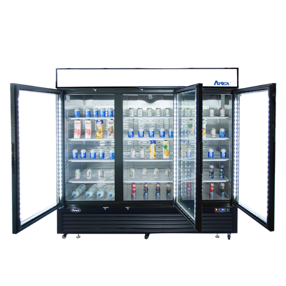 Atosa MCF8724GR 69.54 Cuft Black Triple Glass Door Bottom Mount Merchandiser Refrigerator