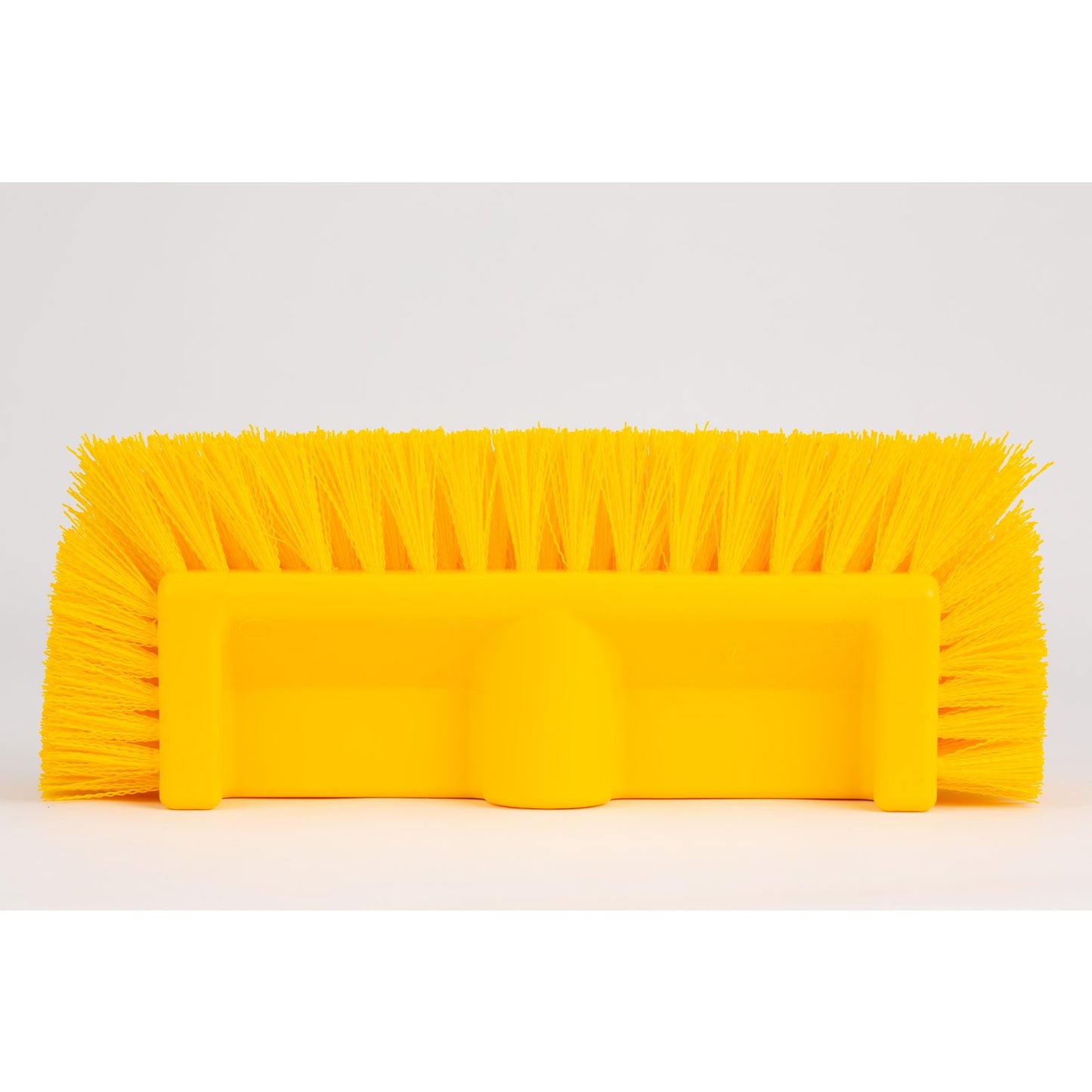 Carlisle 40422EC04 12" Yellow Color Coded Mult-Level Floor Scrub Brush with End Bristles