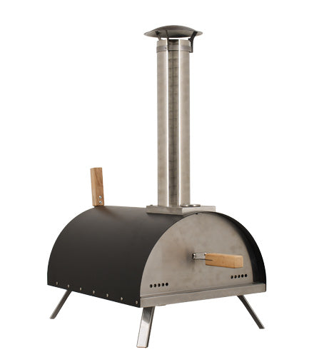 Omcan 44432 Stainless Steel Countertop Wood Burning Pizza Oven with Black Cover