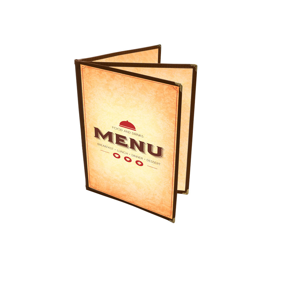 Omcan 39805 9 1/2" x 11 3/4" Brown Three-Page Menu Holder
