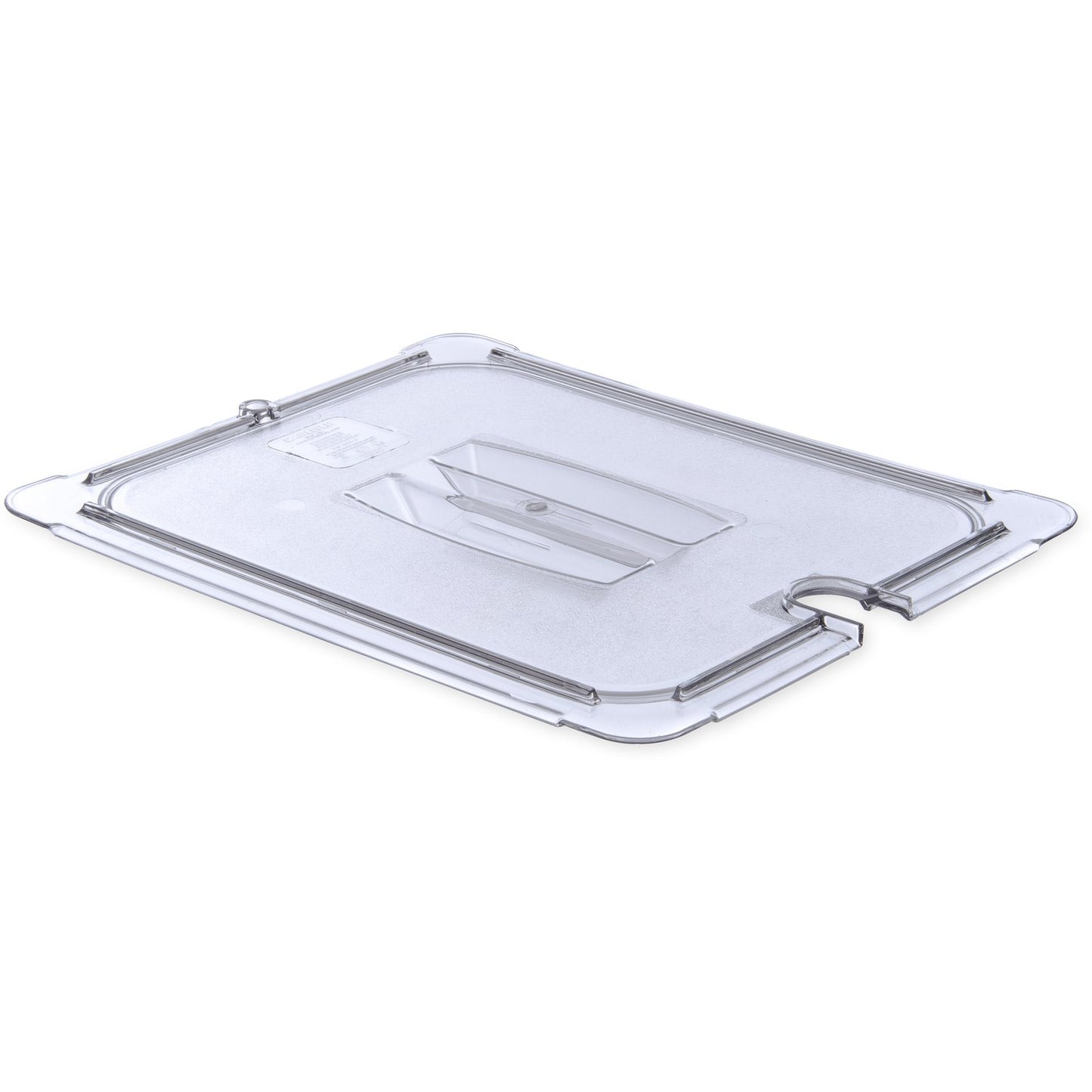 Carlisle 10231U07 1/2 Size Clear Polycarbonate StorPlus Notched Handled Universal Lid