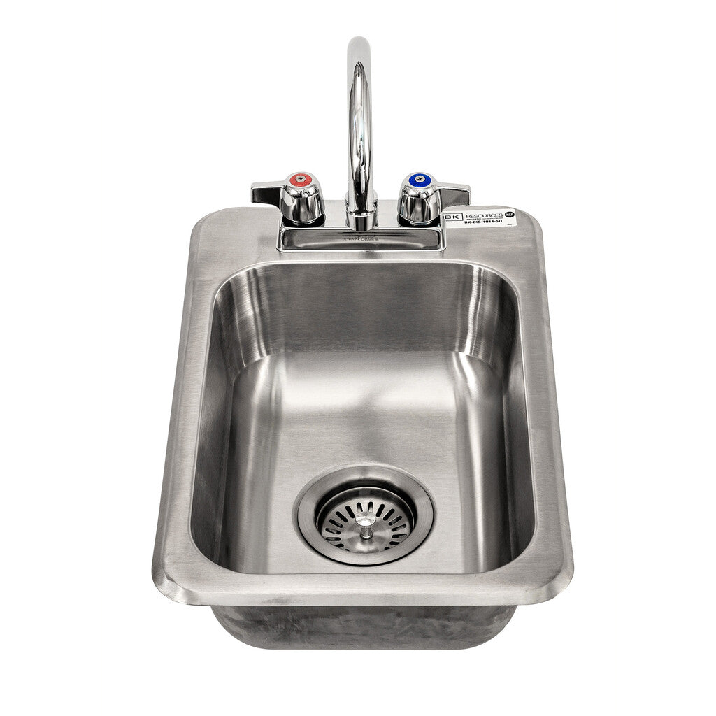 BK Resources BK-DIS-1014-5D-P-G One Compartment Stainless Steel Drop-In Sink 14L x 10W x 5D Bowls w/ Faucet