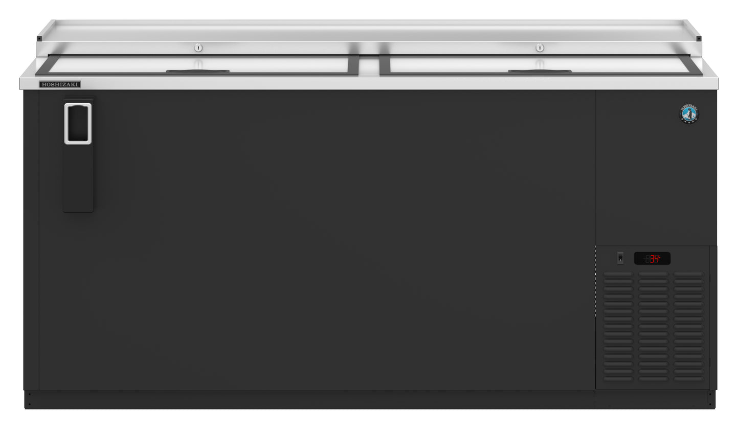 Hoshizaki CC65 Black Two Section Vinyl Back Bar Bottle Cooler, Slide Top Doors Refrigerator
