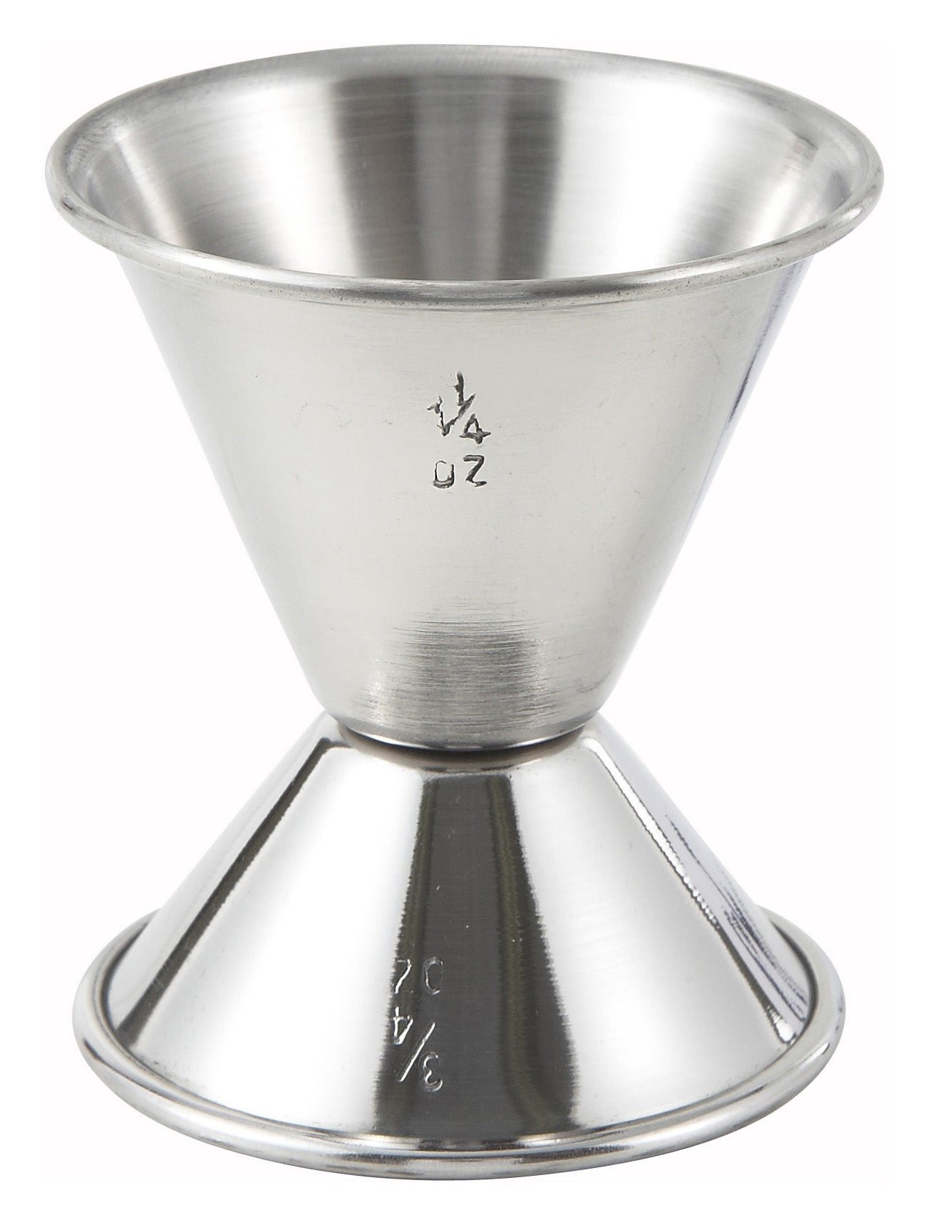 Winco J-2 3/4 oz. x 1-1/4oz. Stainless Steel Jigger