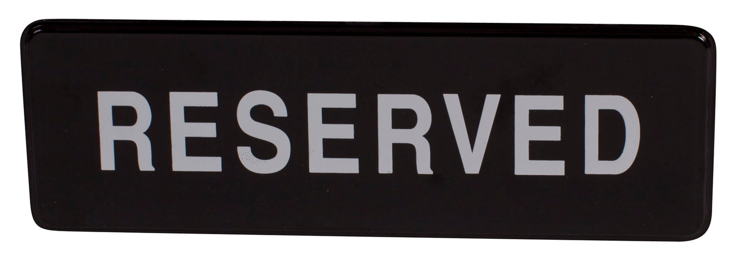 Winco SGN-328 3" x 9" Black Information Sign - "Reserved"