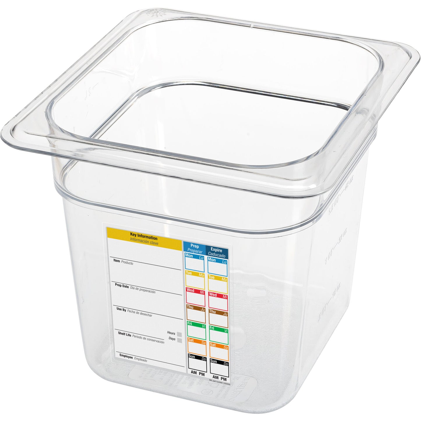 Carlisle 30685IMLUC07 1/6 Size Clear Polycarbonate StorPlus PermaLabel Food Pan with Integrated Label, 6" Deep