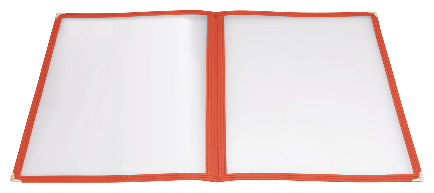 Winco PMCD-9R 9-3/8" x 12-1/8" Red Double Fold Menu Cover