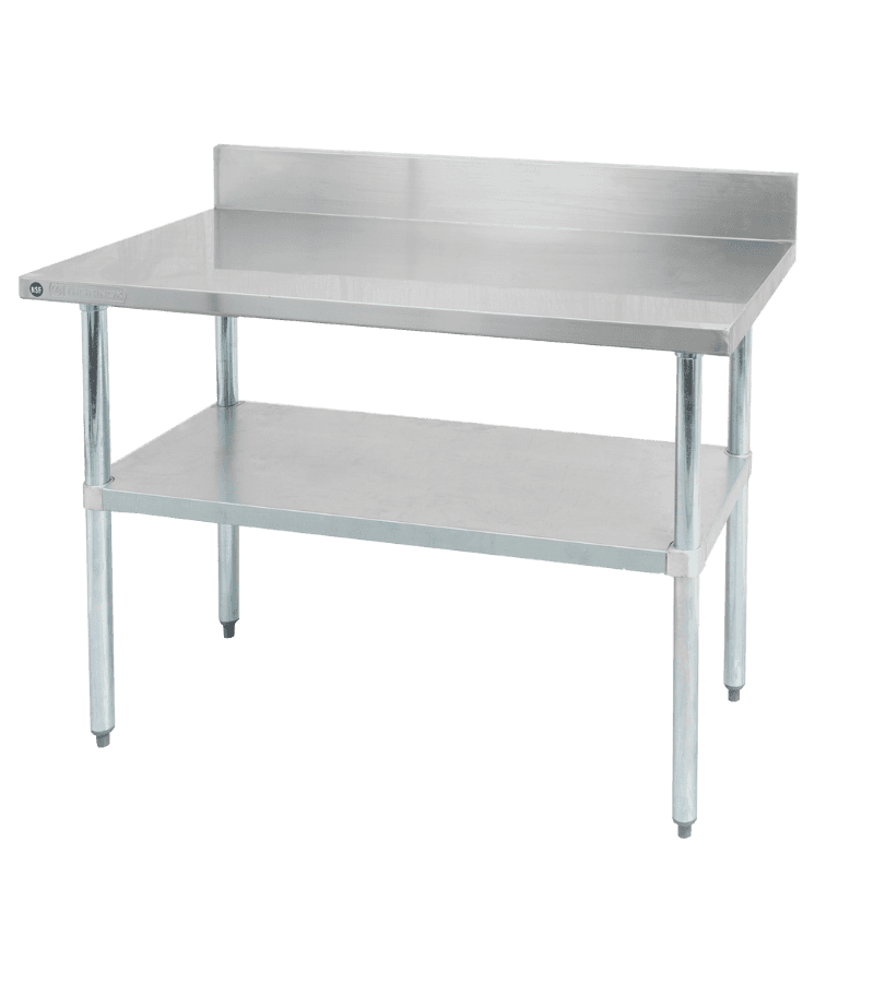 Thorinox DSST-3096-BK 30" x 96" Stainless Steel Work Table with Backsplash & Galvanized Steel Undershelf & Legs