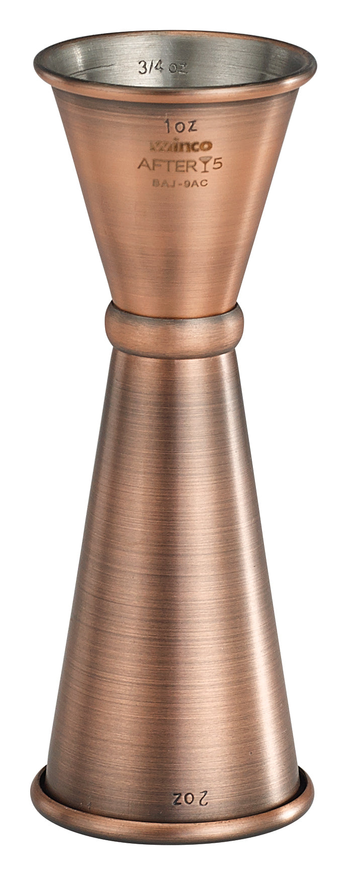 Winco BAJ-9AC 1 x 2 oz Antique Copper Finish After 5 Jigger w/ Inner Marking Lines