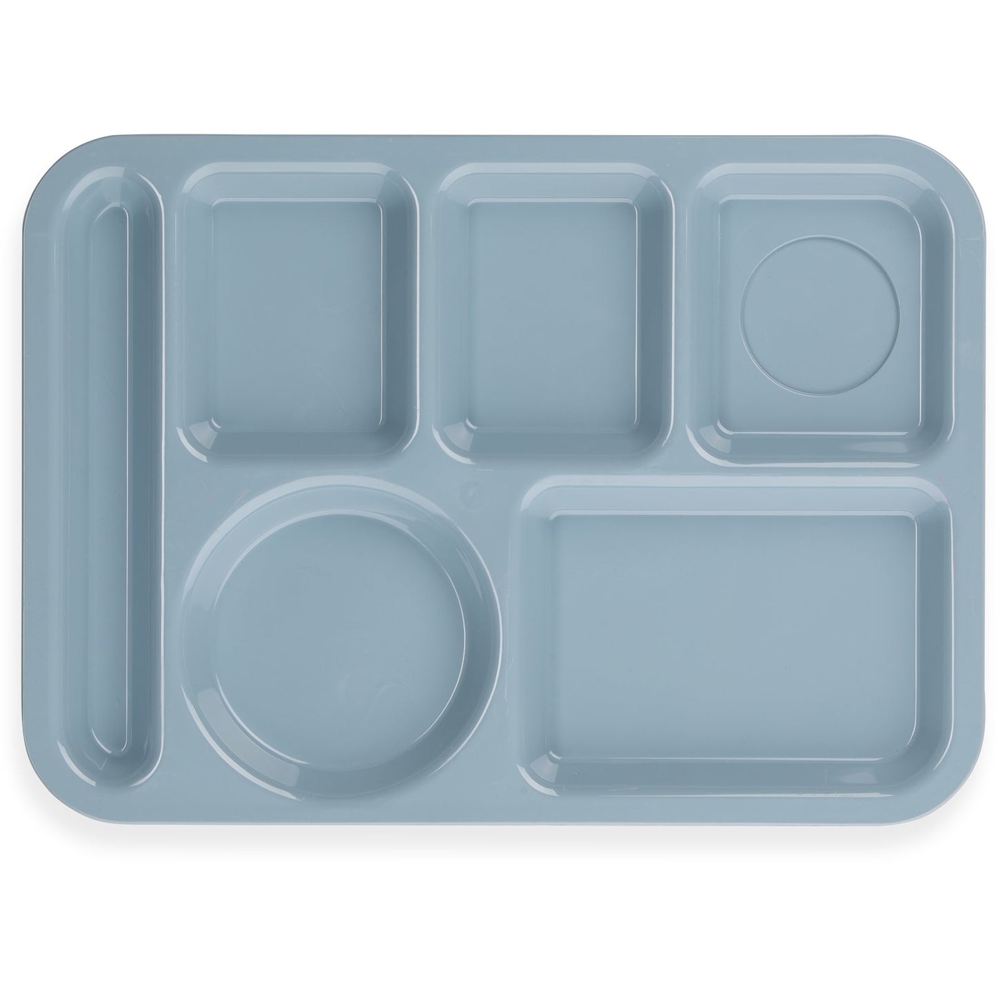 Carlisle 61459 10" x 14" Slate Blue 6-Compartment ABS Left-Hand Tray
