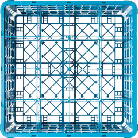Carlisle RG16-414 Carlisle Blue 16-Compartment Polypropylene OptiClean Divided Glass Rack with 4 Extenders 10.3"