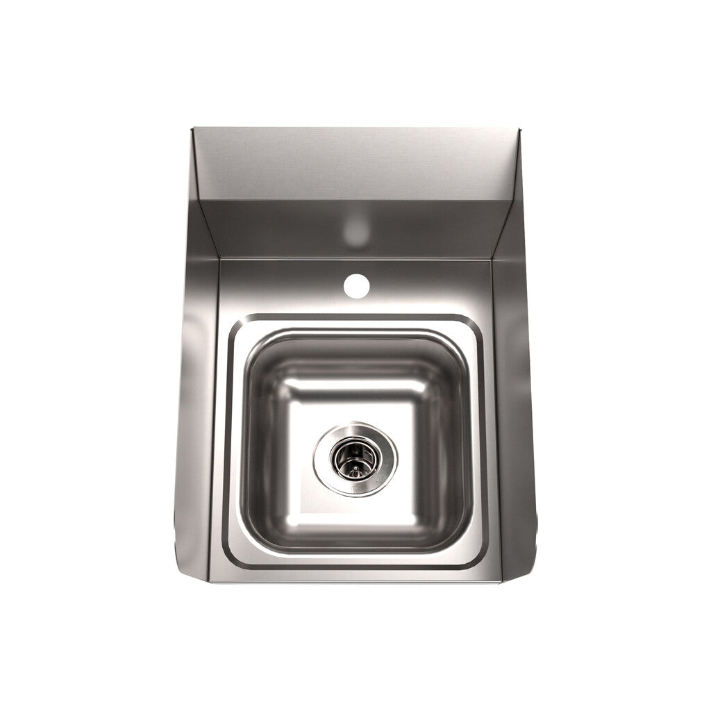 BK Resources BKHS-D-SS-1-SS Stainless Steel Deck Mount Space Saver Hand Sink w/ Side Splashes, 1 Hole, 9"x9" Bowl
