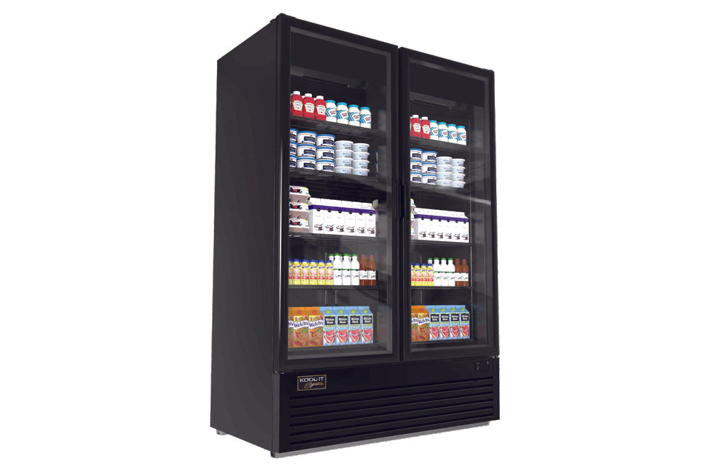 Kool-It LX-46RB 54.25" Black Double Glass Door Merchandiser Refrigerator