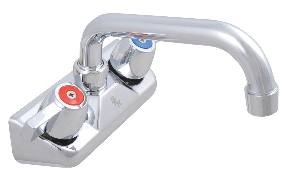 BK Resources BKF-W-14-G 4" Chrome-Plated Brass O.C. Workforce Splash Mount Faucet W/14" Swing Spout