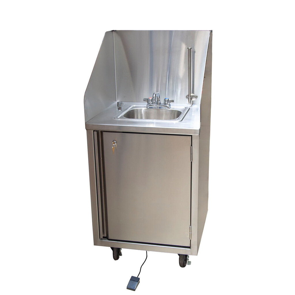 BK Resources MHS-2424-CH-BKD 24"x24" Stainless Steel Mobile Handwashing Sink C&H Water w/ 4"