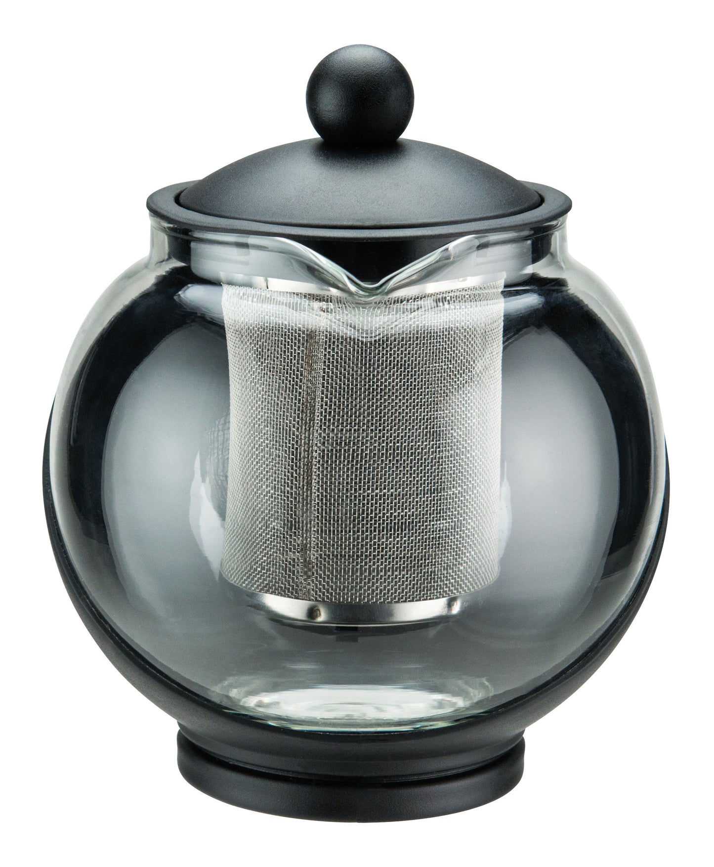 Winco GTP-25 25 oz. Black Teapot, Glass Liner with Removable Stainless Steel Strainer
