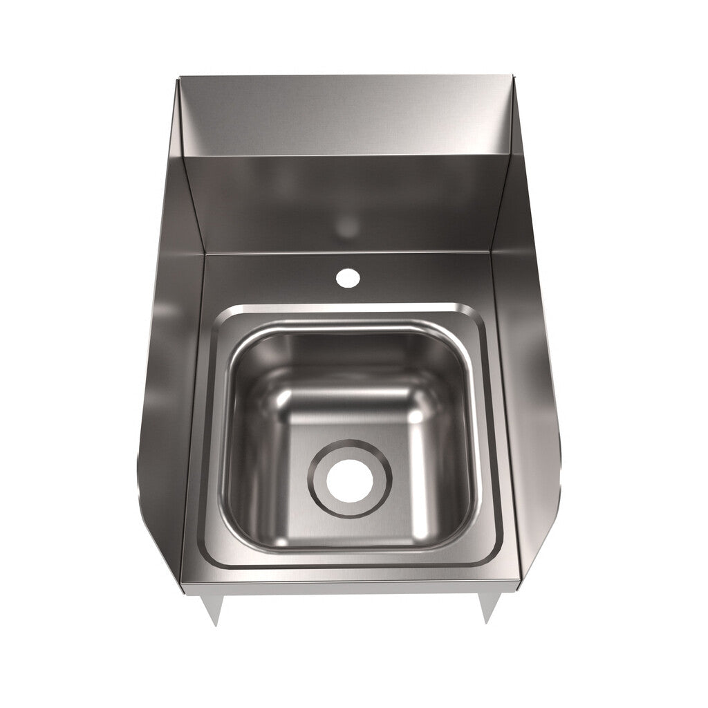 BK Resources BKHS-D-SS-1-SS-BKK Stainless Steel Space Saver Deck Mount Hand Sink 1 Hole w/ Sidesplashes & Knee Valve