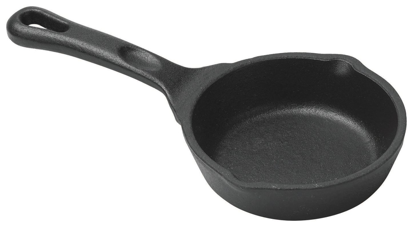 Winco CAST-3 3 oz. Matte Black Enamel Mini Cast Iron Induction Skillet