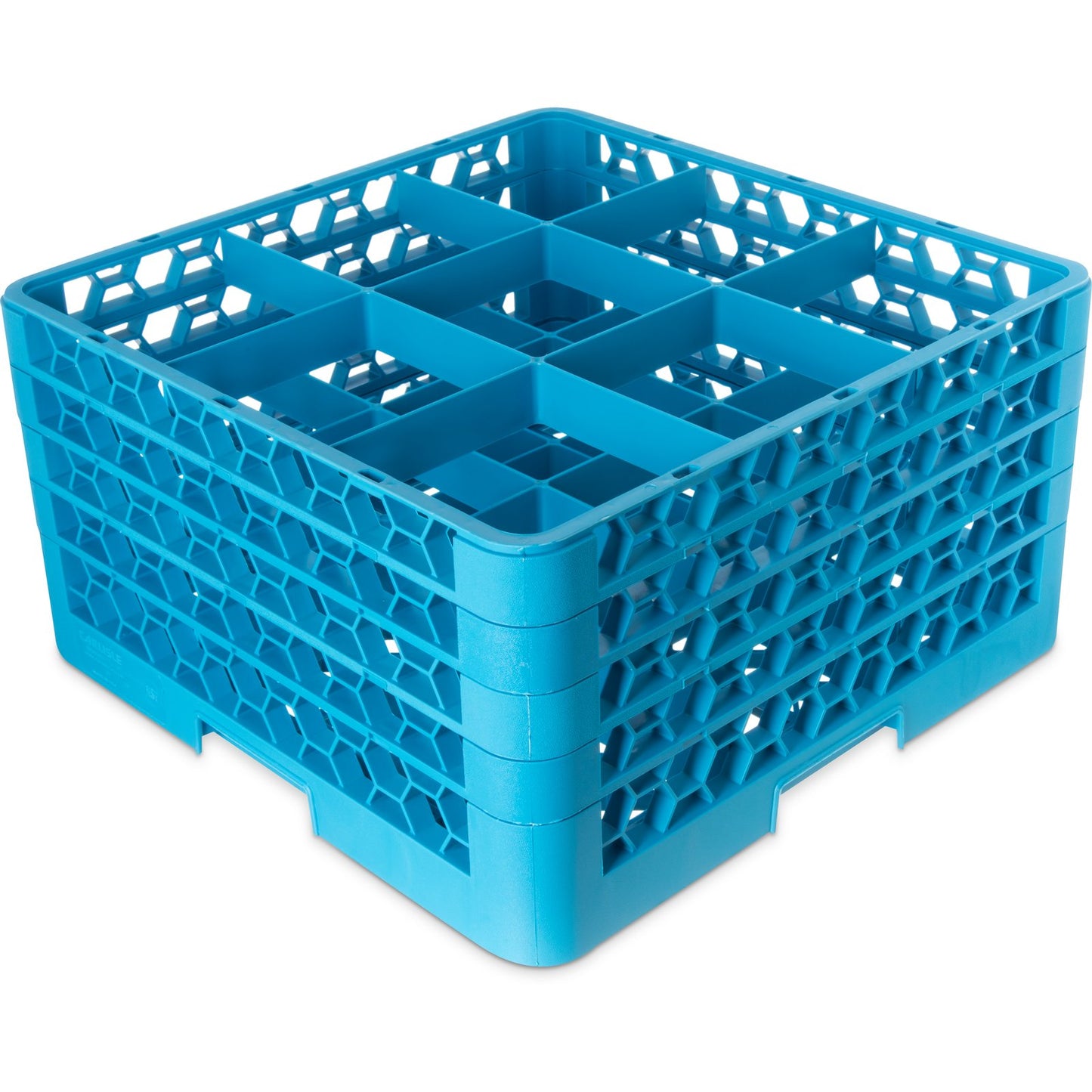 Carlisle RG9-414 Carlisle Blue 9-Compartment Polypropylene OptiClean Divided Glass Rack with 4 Extenders 10.50"