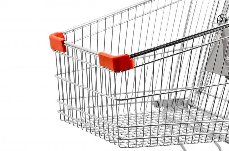 Omcan 18308 Shopping Cart with Zinc/Chrome Finish and Red Plastic Handles