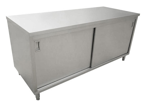 Omcan 44186 24" x 48" Stainless Steel Worktable With Cabinets and Sliding Doors