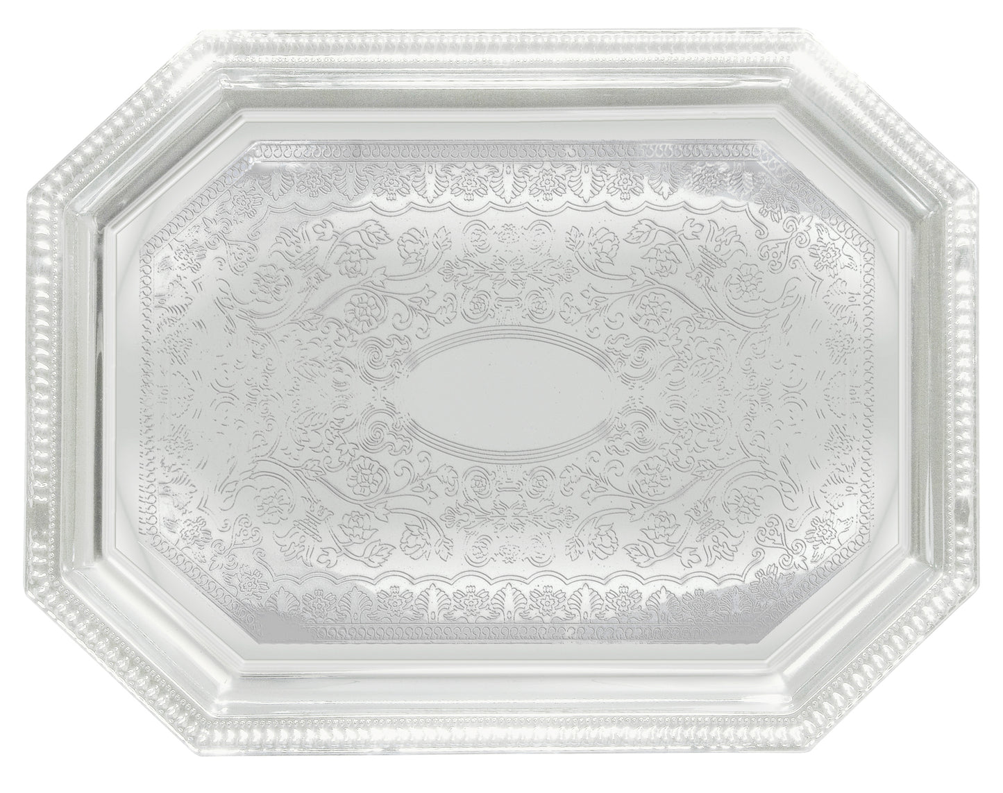 Winco CMT-1217 12" x 17" Chrome-Plated Octagonal Serving Tray