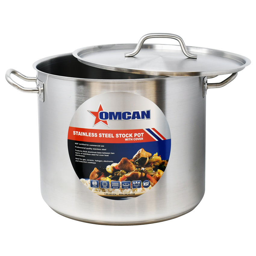 Omcan 80442 32 Qt Stainless Steel Stock Pot with Cover