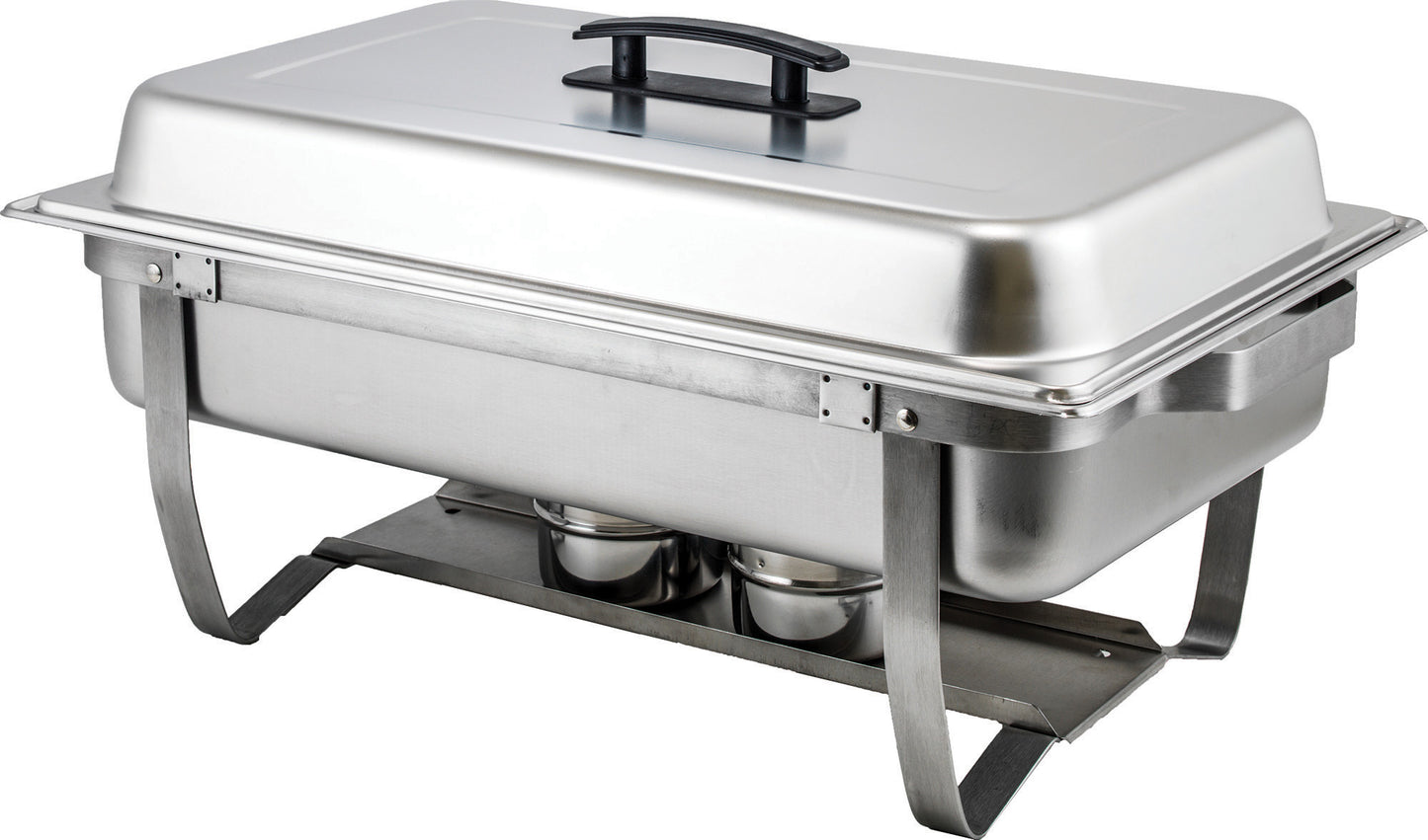 Winco C-4080 8 Qt. Full-size Stainless Steel Folding Stand Chafer